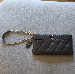 Coach Black Quilted Leather Wristlet
